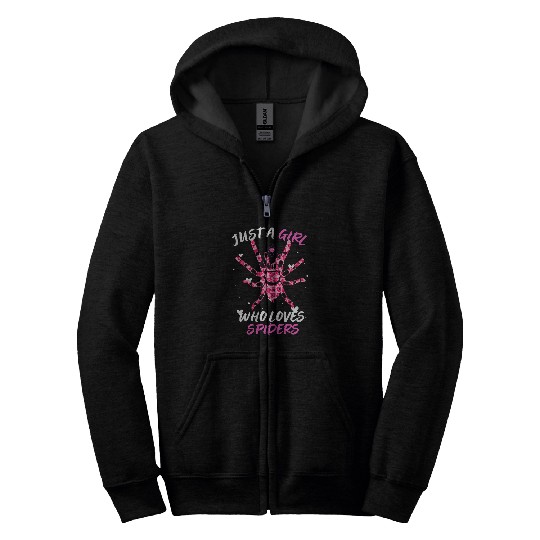 Just a Girl who Loves Spiders Women Tarantula Spider Lover Zip Hoodies