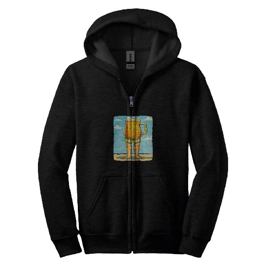 Beer Fun walking Beer in Swim Trunks Costume Zip Hoodies
