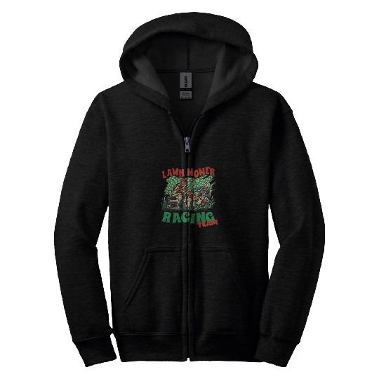 Lawn Mower Racing Team Funny Lawn Mowing Gardening Zip Hoodies