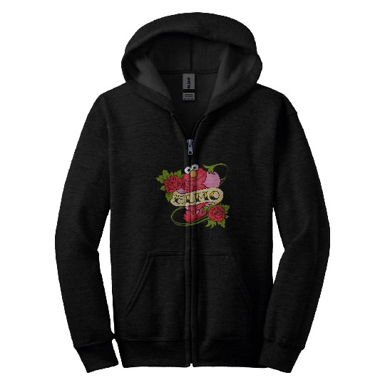 Sesame Street Elmo Hearts And Roses Tattoo Zip Hoodies