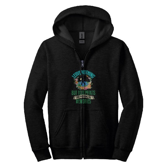 Leave nothing but footprints hiking lover Eco friendly Zip Hoodies