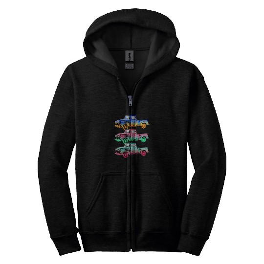 Pickup Truck vintages Classic 50s 60s Retro Camper Zip Hoodies