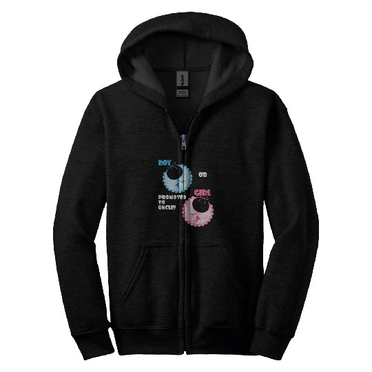 Penguin Pet Mens Penguin Gender Reveal Boy or Girl Promoted to Uncle Zip Hoodies