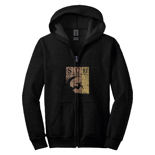 Surf Periodic Table Elements Wave Surfing Vintage Zip Hoodies