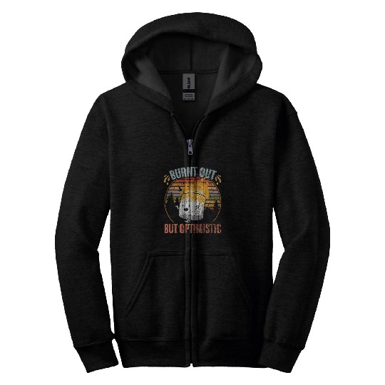 Retro Burnt Out But Optimistic Marshmallow Fan Camping Humor Zip Hoodies