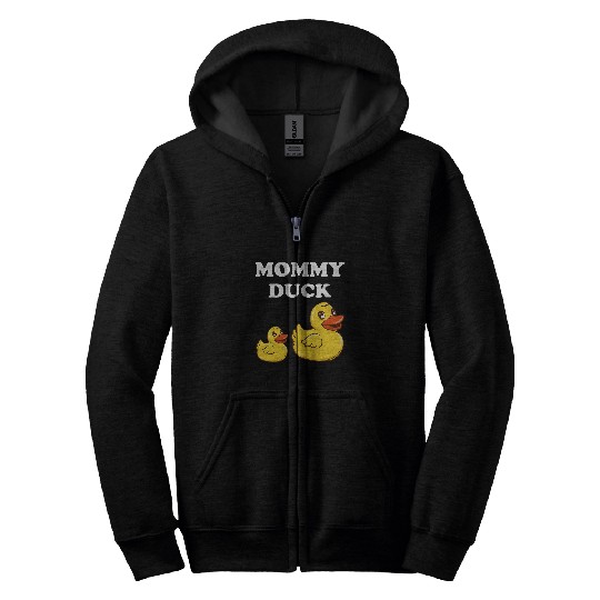 Duck Pet Mommy Duck Cute Duck Mom Yellow Rubber Ducky 3 Zip Hoodies