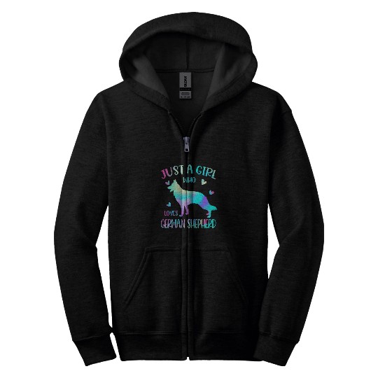 Just A Girl Who Loves German Shepherd I Love My Dog Zip Hoodies