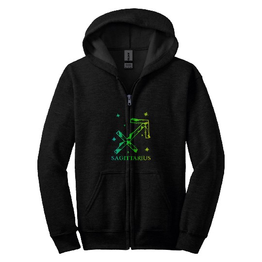 Sagittarius Zodiac Design With Stars Zip Hoodies