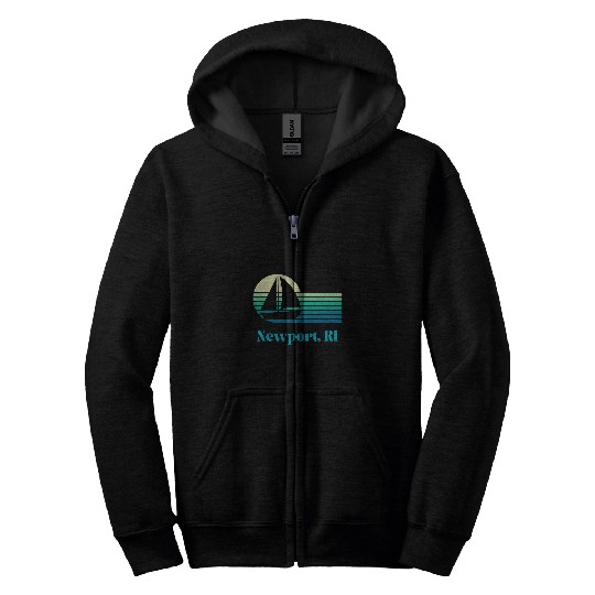 Newport Rhode Island Sailing Retro Style Sail Boat Vintage Zip Hoodies