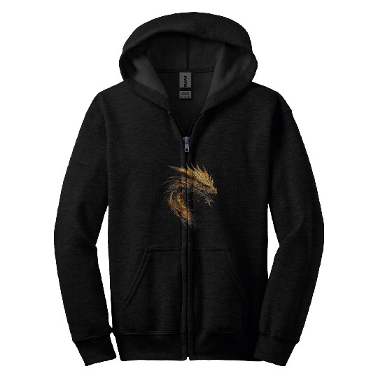 Dragon Pet Copper Dragon Motif Mythical Art Copper Dragon 10 Zip Hoodies