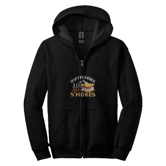 Kawaii Outdoors And Smores Campfire Marshmallow Roasting Zip Hoodies