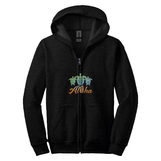 Turtle Pet Hawaii Sunset Maui Hawaiian Honolulu Beach Aloha Zip Hoodies