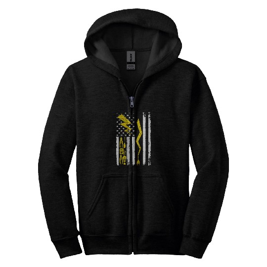 Electrical USA Flag Voltage Lineman Circuit Cable 1 Electrician Zip Hoodies