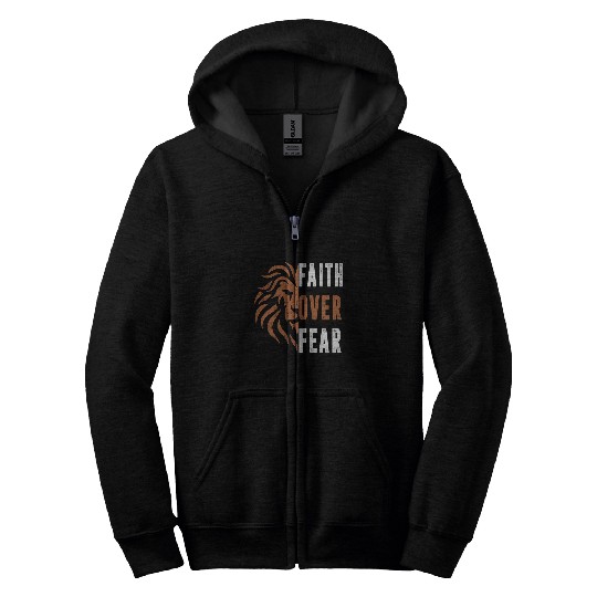 Lion Pet Dad Lion Faith Over Fear Man Jesus Christ Christian Zip Hoodies
