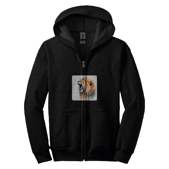 Lion Pet With A Microphone Lion Singing Into Microphone Roar Zip Hoodies
