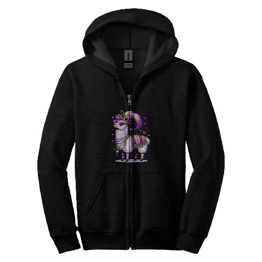 Mardi Gras Llama Funny carnivals Fat Tuesday Party Animal Zip Hoodies