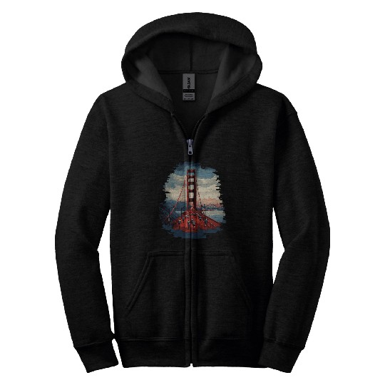 San Francisco Marathon Iconic Golden Gate Bridge Running Zip Hoodies