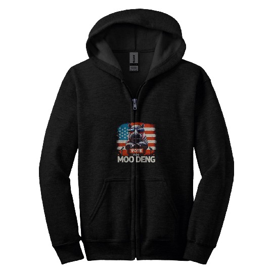 Hippo Pet Vote For Moo Deng Funny Politics Famous Hippo Election Puns Zip Hoodies