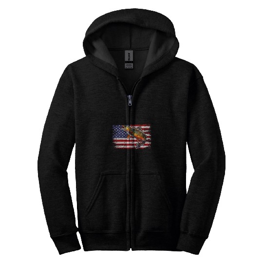 Speckled Brook trout American flag Fishing 2 Zip Hoodies