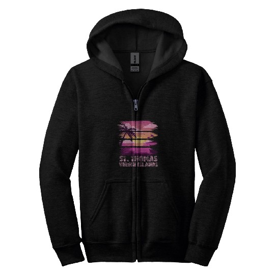 Sunset Virgin Islands St Thomas Summer Vacation Beach Surf Zip Hoodies