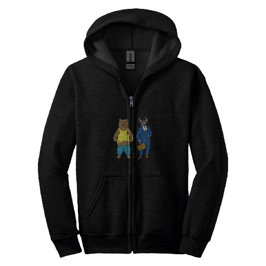 Bear Pet Rich Bull Poor Bear I Wall Street Economy Crypto Business Zip Hoodies