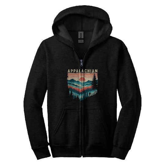 Trail Horizontal Stripe Appalachian Trail Hiking Camper Zip Hoodies