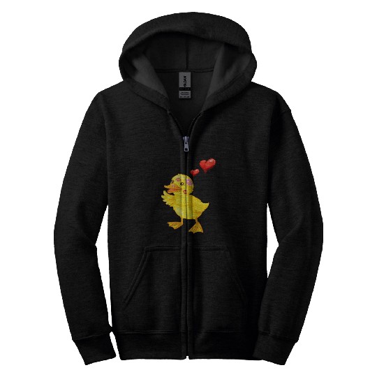 Duck Pet in love duck with smoochy mouth ducklings duck Zip Hoodies
