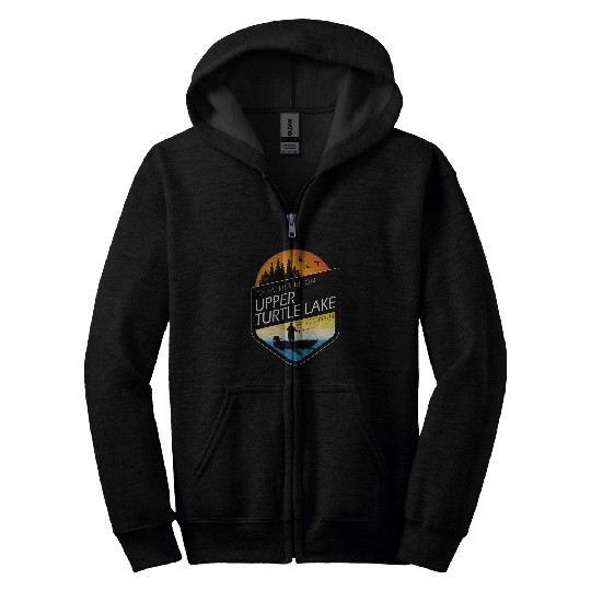 Turtle Pet I d Rather Be On Upper Turtle Lake Wisconsin Fishing Zip Hoodies