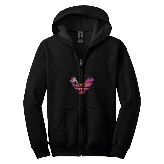 Owl Pet Beautiful Owl Sunset Colorful Ocean Sunrise Owl Silhouette Zip Hoodies