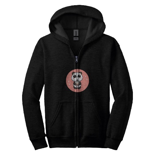 Panda Pet Drink Boba Bubbles Tea Panda Cute Anime Japanese 2 Zip Hoodies
