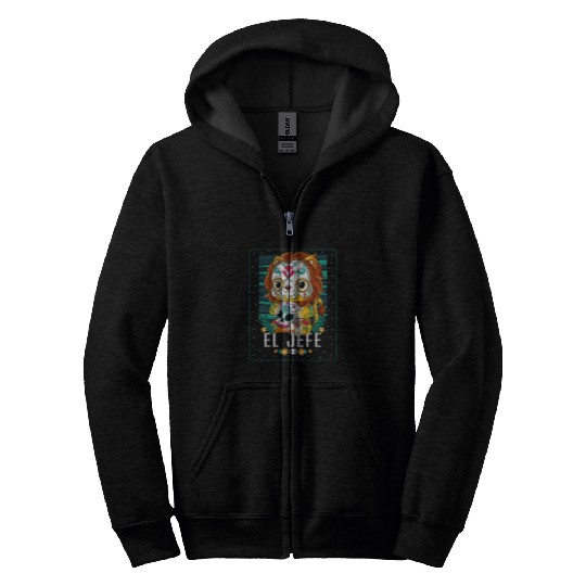 Lion Pet El Jefe Dia De Los Muertos Lion Zip Hoodies