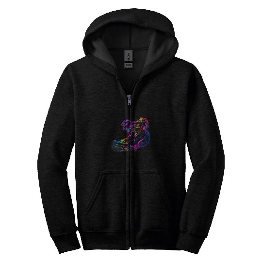 Koala Pet DJ Beatmaker EDM House Music Turntable DJ Koala Bear Zip Hoodies
