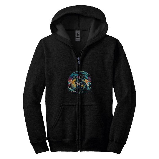 Dragon Pet Dawn Watcher The Dragon s Sunrise Vigil Zip Hoodies