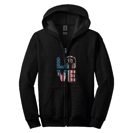 Firefighter Job Love 911 Operator Dispatcher Police Firefighter EMS Zip Hoodies