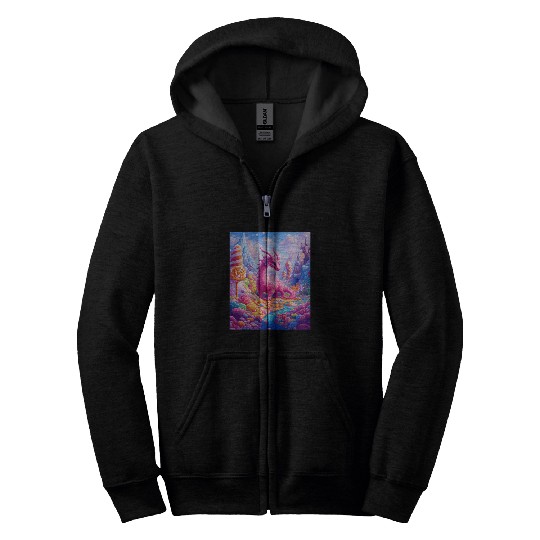 Dragon Pet Whimsical Dragon in Candyland Zip Hoodies