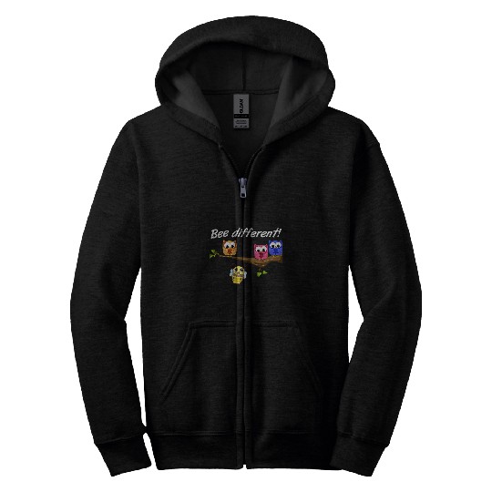 Owl Pet Bee Different Women s Sweet Fun Bumblebee with Owl Design Zip Hoodies