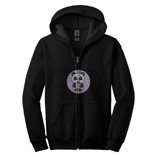 Panda Pet Drink Boba Bubbles Tea Panda Cute Anime Japanese 3 Zip Hoodies