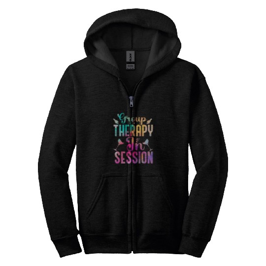 Wines Fun Group Therapy in Session Funny Group Drinking Zip Hoodies