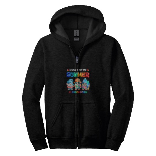 Librarian Job Schools Out For Summer Librarian Crew Gnomes Summer Zip Hoodies