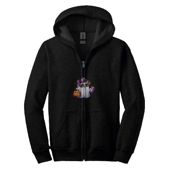 Coffee Fun ghosts Pumpkin Boojee Coffee Spooky Season Halloween Zip Hoodies