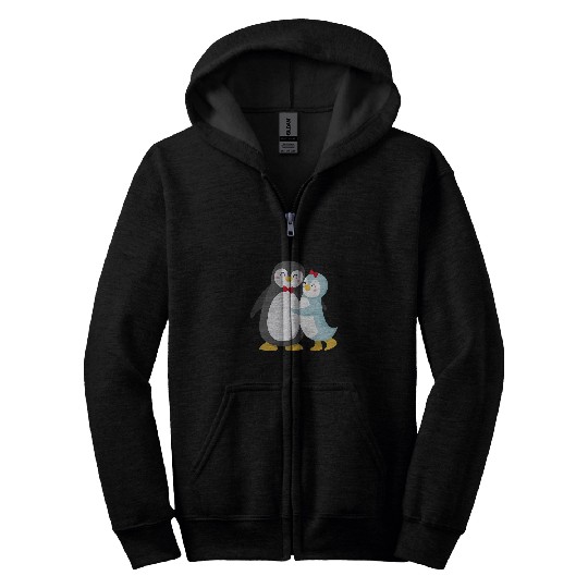 Penguin Pet Wedding Anniversary Engagement Party Him Her 1 Zip Hoodies