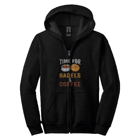Coffee Fun Time For Bagels and Coffee Bagel Lover Zip Hoodies