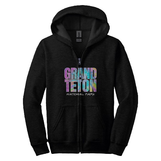 Tie Dye Grand Teton National Park Wyoming Kids Womens Hiking Zip Hoodies