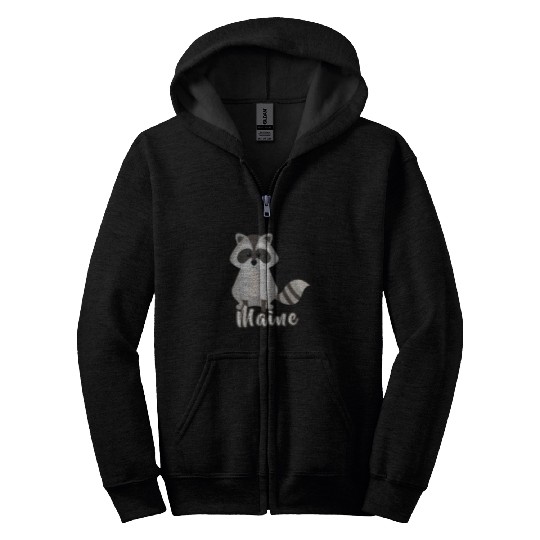 Raccoon Pet Maine Vacation Woodland Whimsy Raccoon Wildlife Whimsical Zip Hoodies