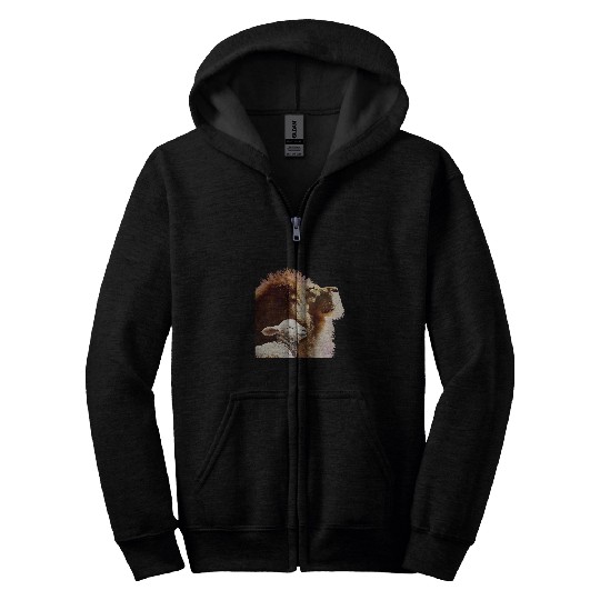 Lion Pet Bible Verse Religious Apparel The Lion and The Lamb Zip Hoodies