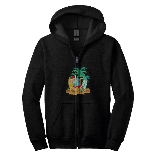 Surf Life Christmas in July Dabbings Santa Tropical Christmas Surfing Zip Hoodies