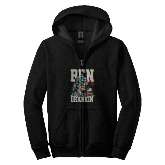 Beer Fun Ben Drankin 4th of July USA Beer Drinking Patriotic 6 Zip Hoodies