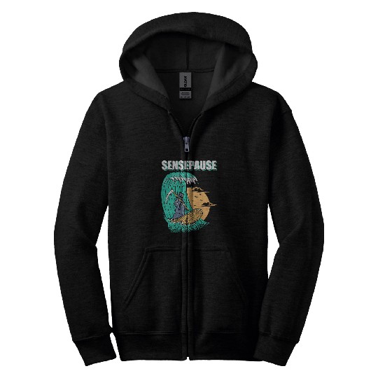 Skeletons Skulls Sensepause Surfing Death Skeletons Coffin Skull Zip Hoodies