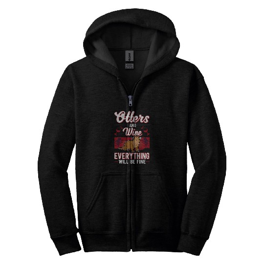 Wines Fun Otters And Wines Sea Otter Zip Hoodies