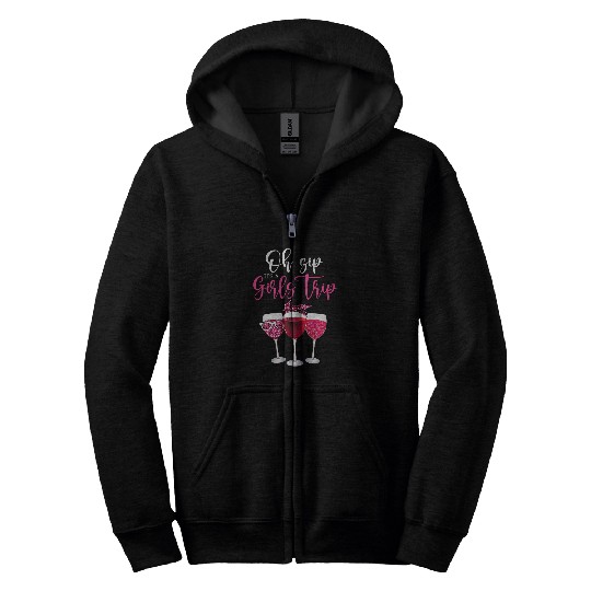 Wines Fun Oh Sip It s A Girls Trip Leopard Print Wines Glasses Zip Hoodies